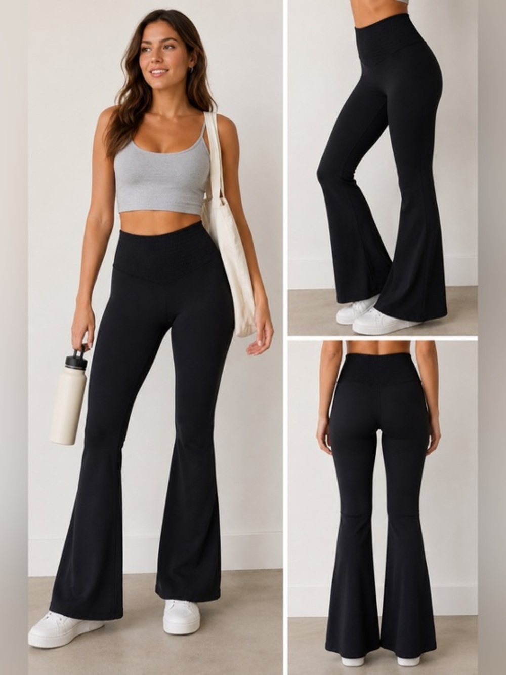 Aerie OFFLINE Real Me High Rise Super Flare Leggings Black S/P Athleisure Comfy